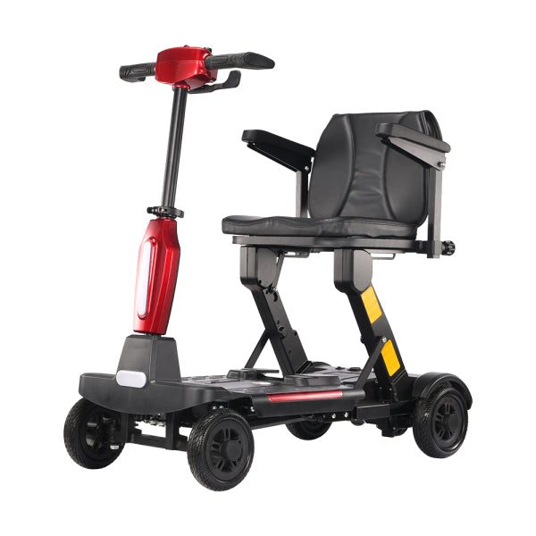 Foldscoot X-14 4-Wheel Electric Folding Mobility Scooter for Seniors & Adults, 24V 270W Electric Scooter with 10AH Lithium Battery, 264lbs Weight Capacity, Red