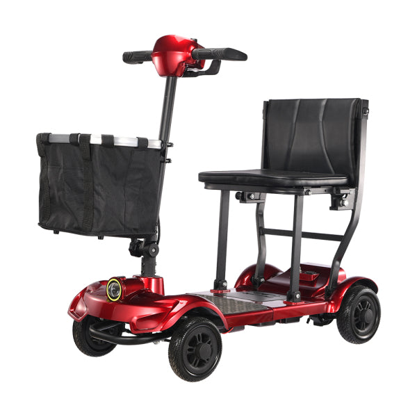 Foldscoot Compact Folding Mobility Scooter – Red (Model: X-17) Lightweight 4-Wheel Electric Scooter for Seniors & Adults | Foldable, 7.5 Miles Range, 265 LBS Weight Capacity