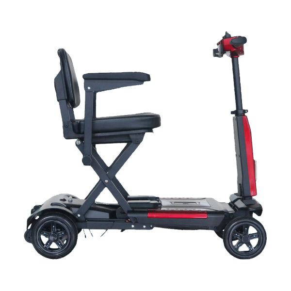 Foldscoot X-12 Auto-Fold Mobility Scooter for Seniors, Electric Foldable 4-Wheel Scooter, 7.5 Mile Range, 265 LBS Capacity, Red, Fits in Car Trunks