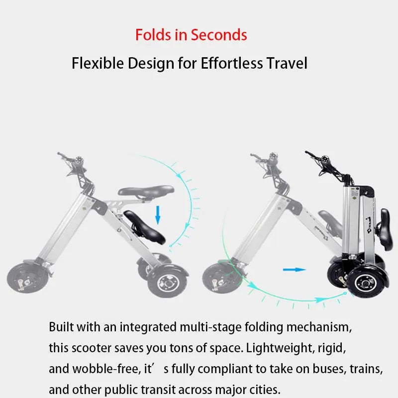 FOLDSCOOT K7S Foldable Electric Scooter for Adults, 250W Brushless Motor, 15-20km/h Max Speed, 25km Long Range, Lightweight 15kg Portable Mobility Scooter, 120kg Load, Foldable for Car Trunk, Silver Gray
