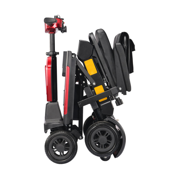 Foldscoot X-14 4-Wheel Electric Folding Mobility Scooter for Seniors & Adults, 24V 270W Electric Scooter with 10AH Lithium Battery, 264lbs Weight Capacity, Red